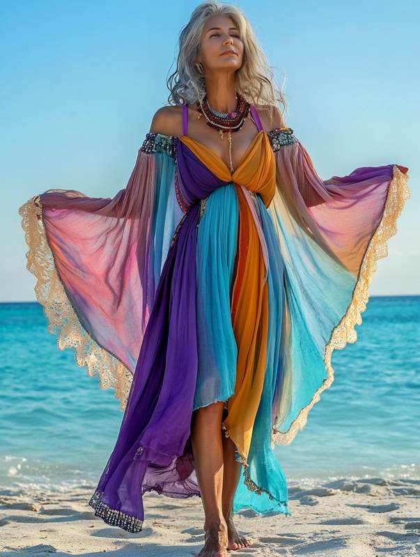 Summer vacation fashion elegant contrast color dress ca2d