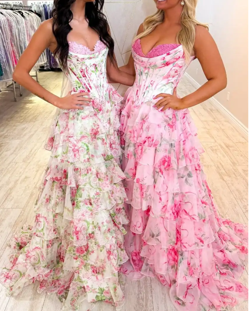 Princess A Line Sweetheart Pink Corset Prom Dress with Ruffles Appliques
