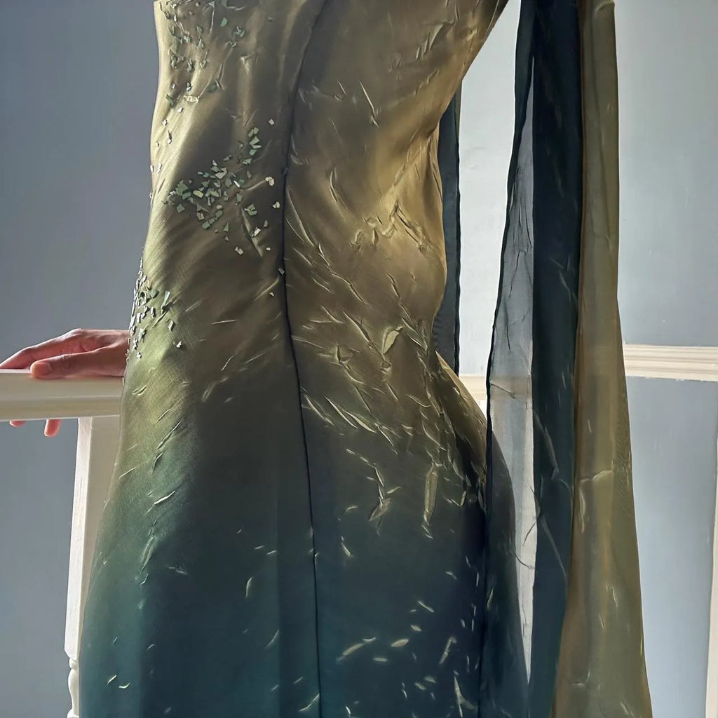 Women's Blue and Green Dress