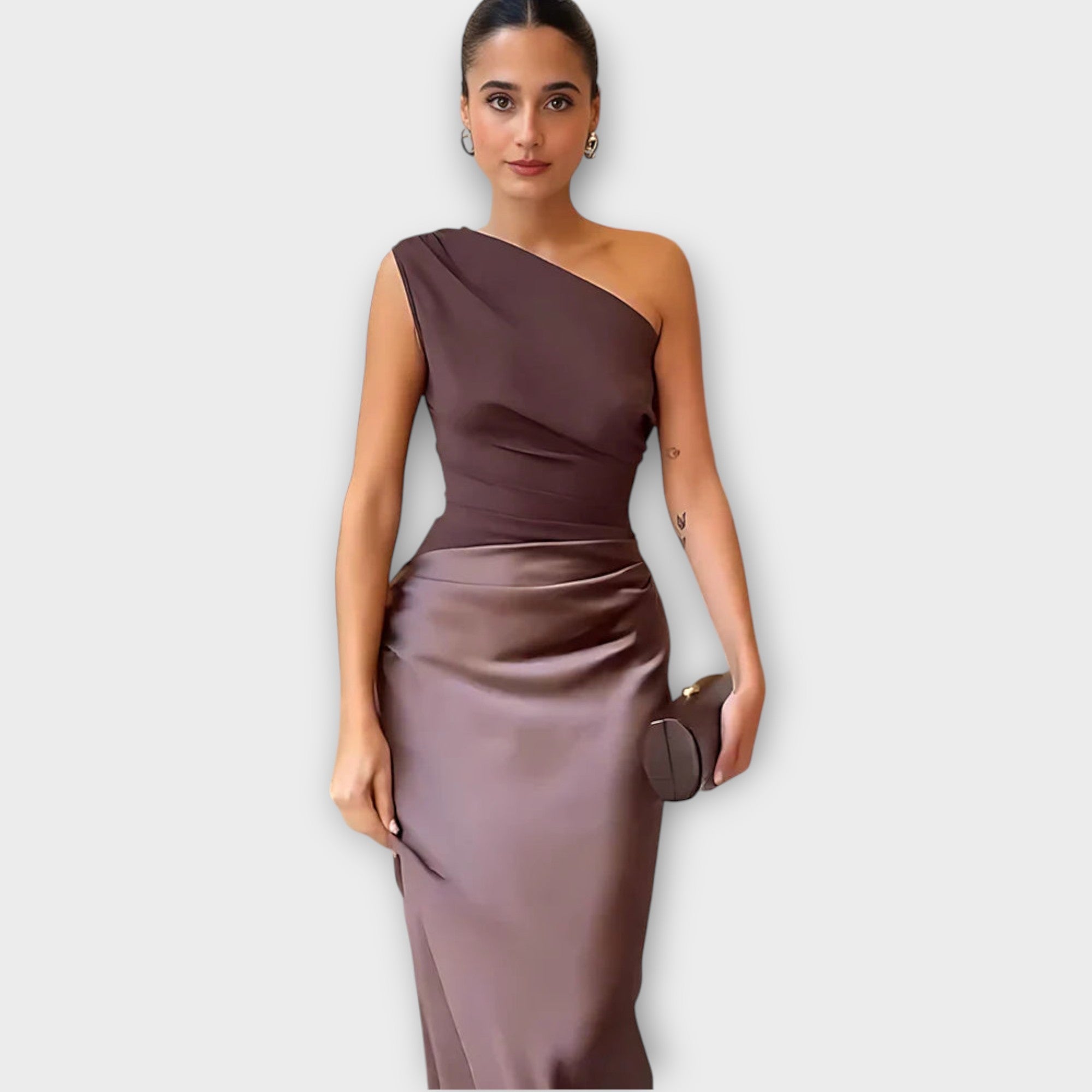 One-Shoulder Satin Evening Gown