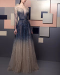 Fashion V Neck Sequined Evening Dress