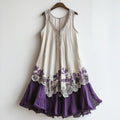 Vintage Lace Floral Embroidery Patchwork Art Tank Midi Dress