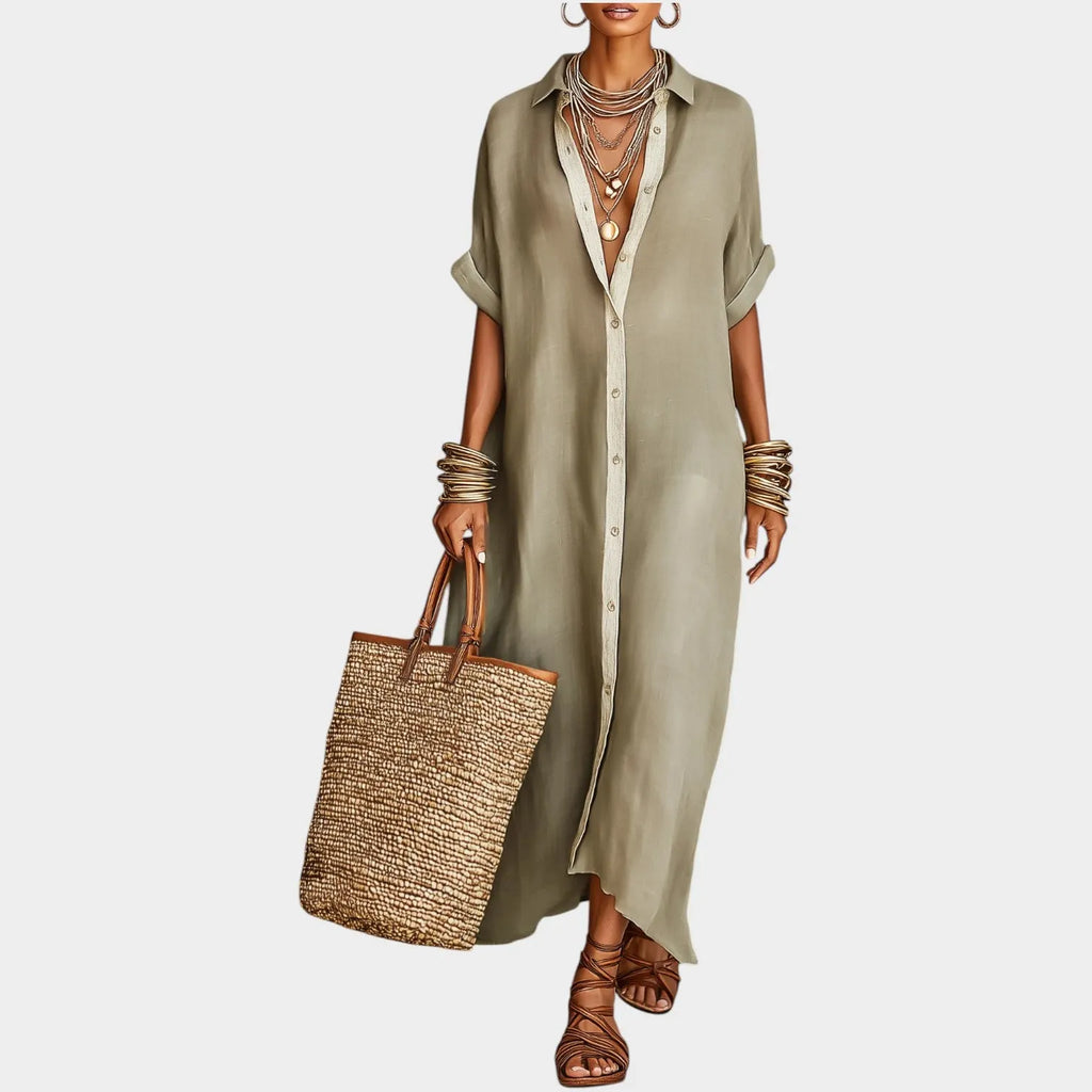 Chic Button-Down Maxi Shirt Dress