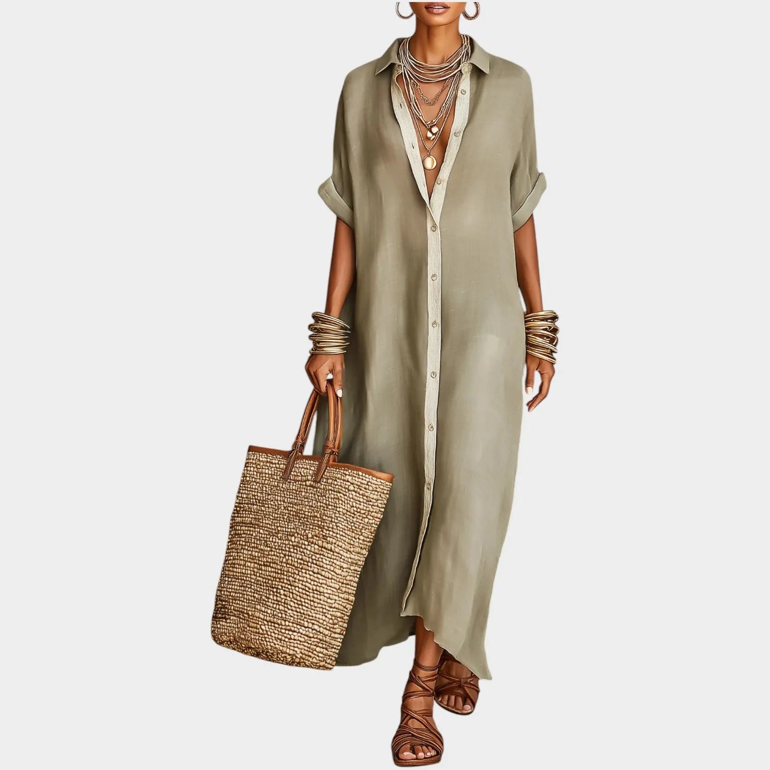 Chic Button-Down Maxi Shirt Dress