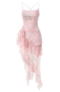 Floral Ruffle Maxi Dress Pink