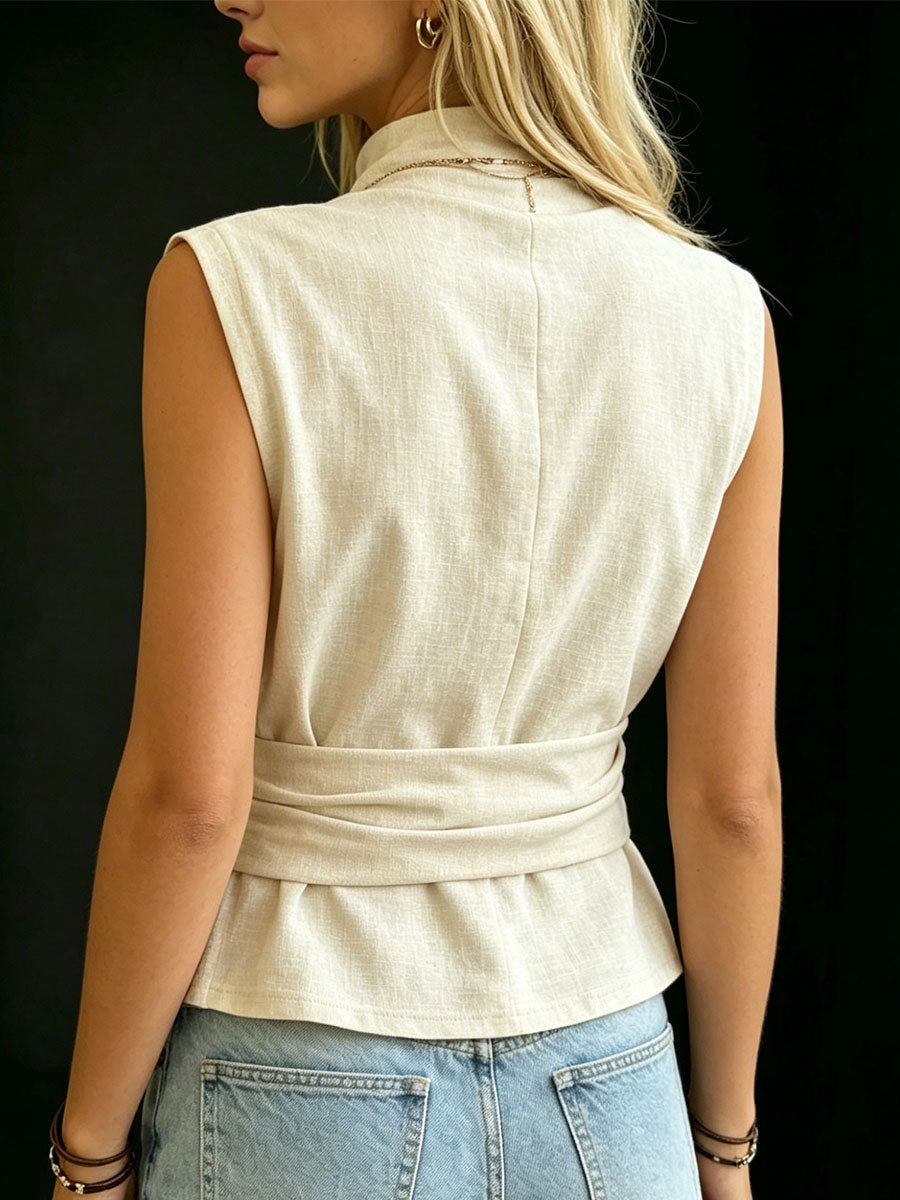 Women's Casual High-neck Sleeveless Top Shirt