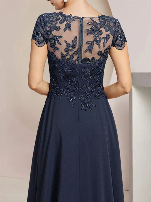 Round Neck Short Sequin Midi Dress