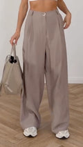 High Waist Pleated Loose Wide Leg Suit Pants,