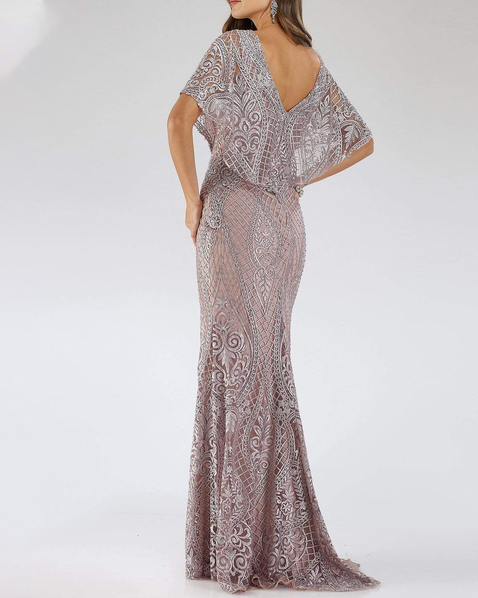 Women's Solid Color V Neck Embroidered Dress - 01