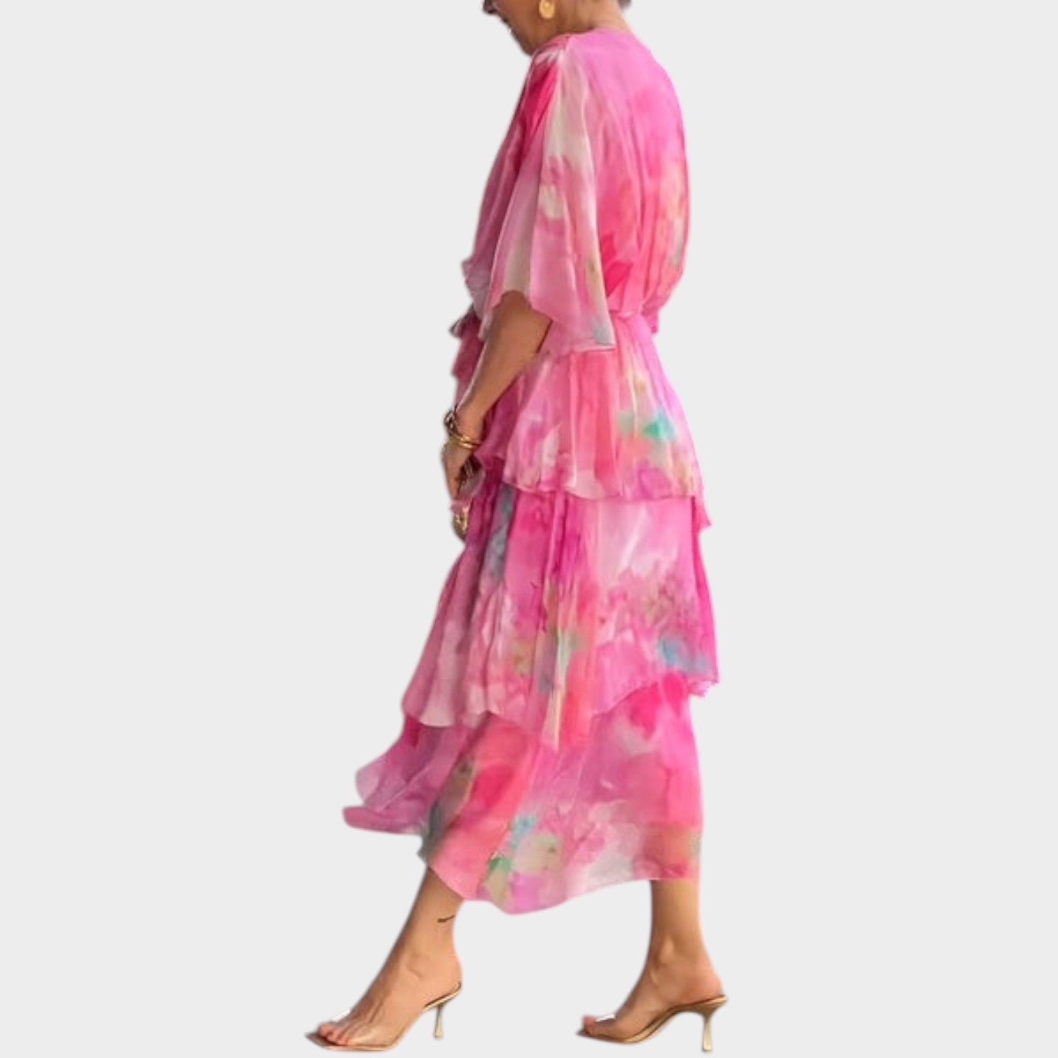 Elegant Floral Chiffon Maxi Dress