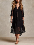 Bohemian Black Lace Maxi Dress