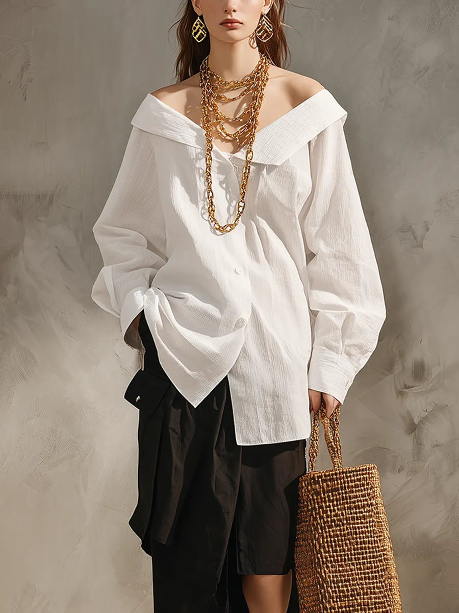 Effortless Minimalist White Shirt Black Midi Skirt
