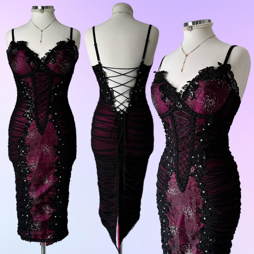 Women's Pink and Cream Dress