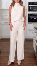 Women's sleeveless top + trousers sporty casual set