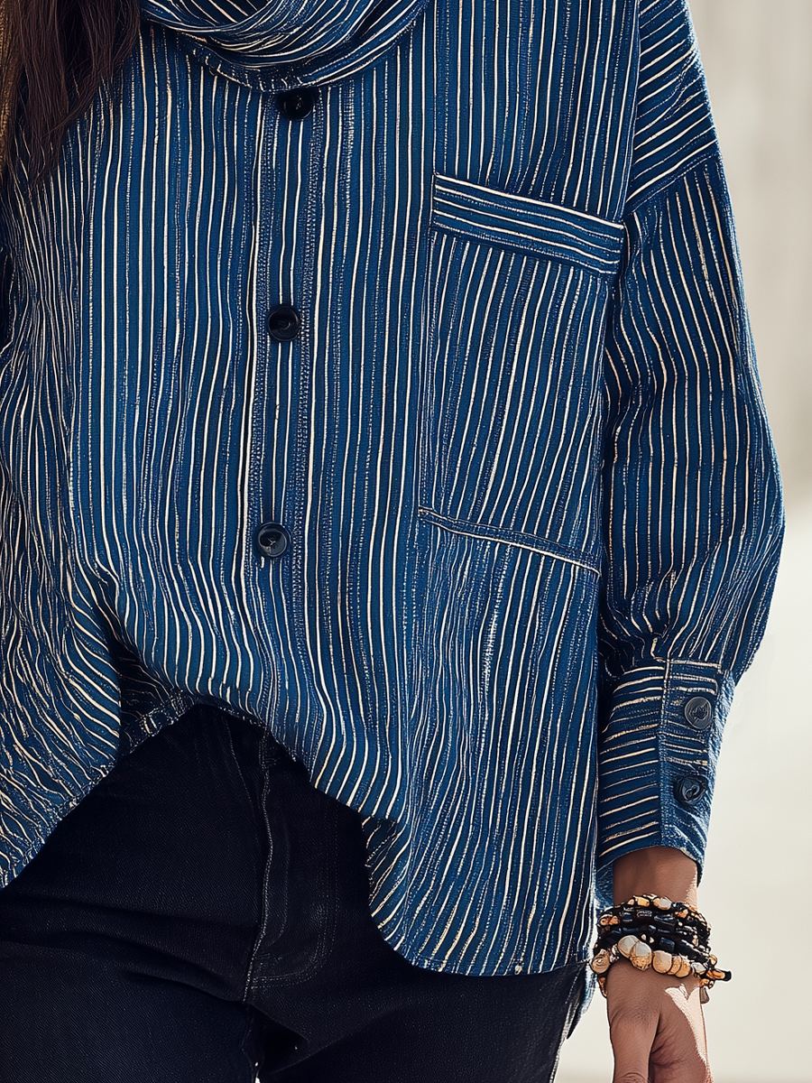Classic Navy Striped Oversized Shirt