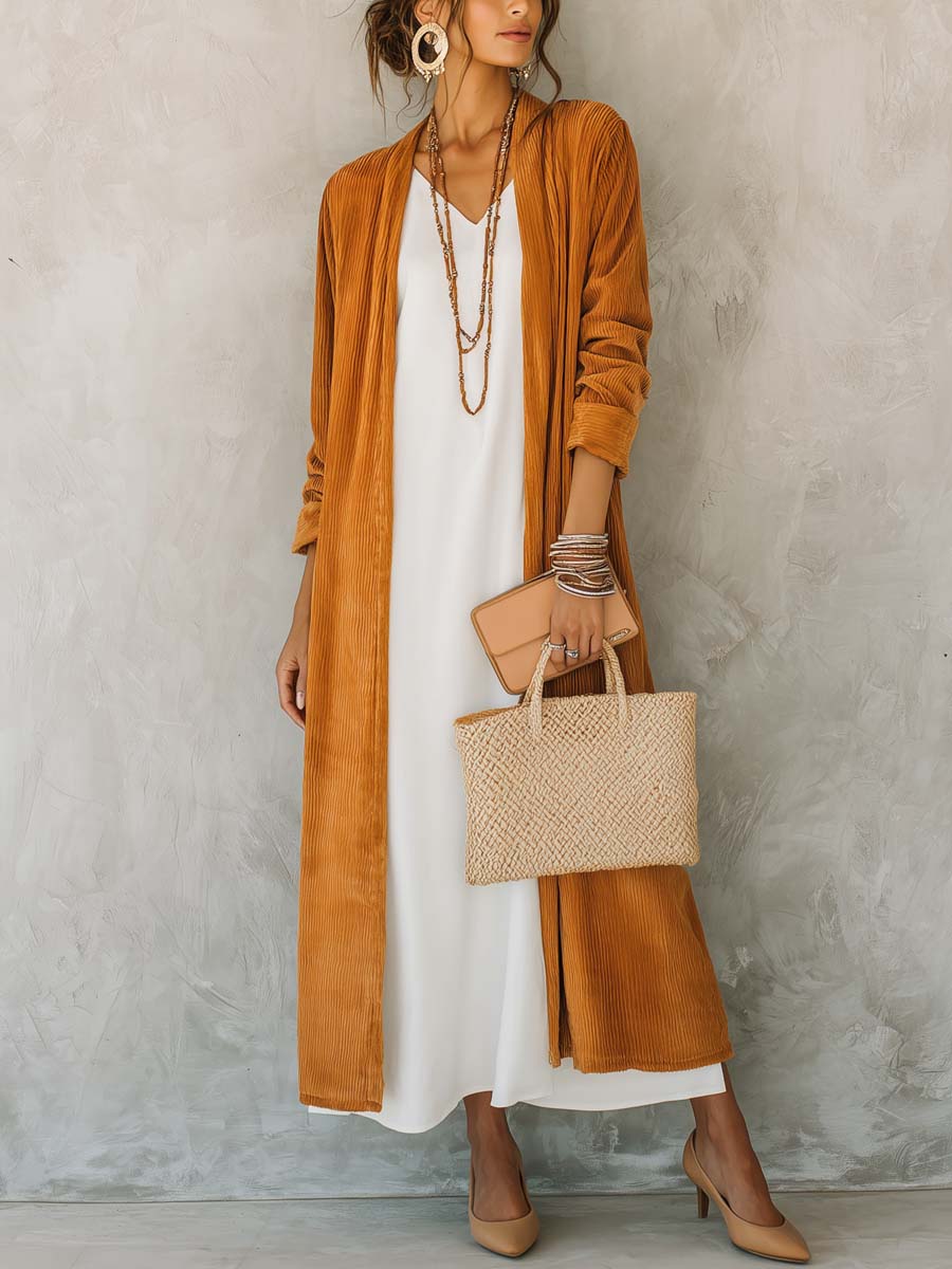 Loose Long Sleeves Corduroy Jacket