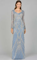 Lara 29112 Long Sleeves V-neckline Sheath Dress