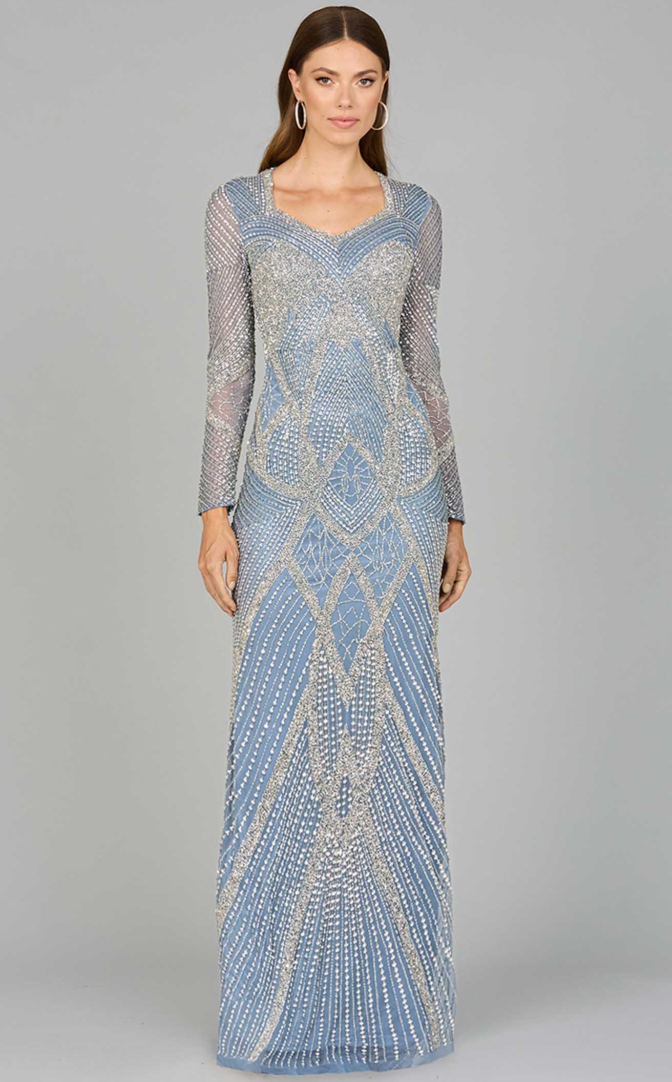 Lara 29112 Long Sleeves V-neckline Sheath Dress
