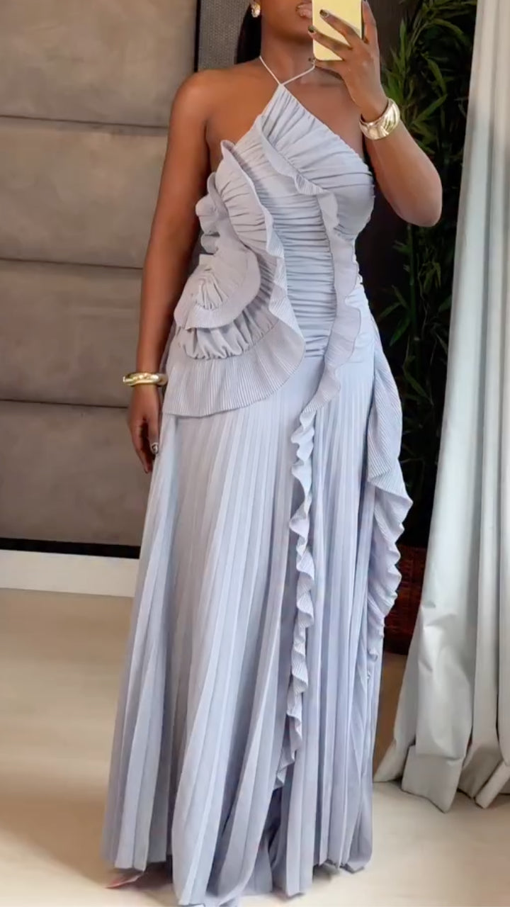 Halter Ruffled Maxi Dress