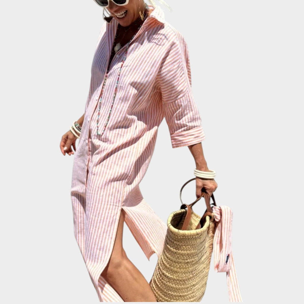 Bohemian Printed Midi Shirt Dress