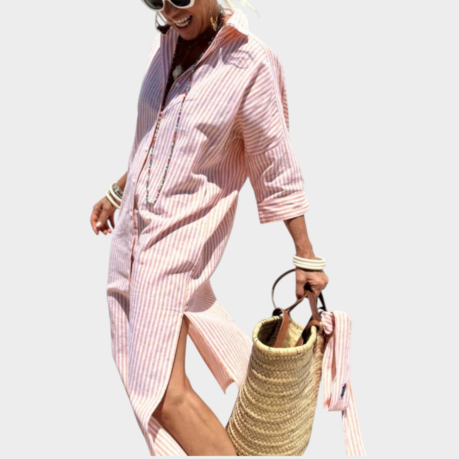 Bohemian Printed Midi Shirt Dress