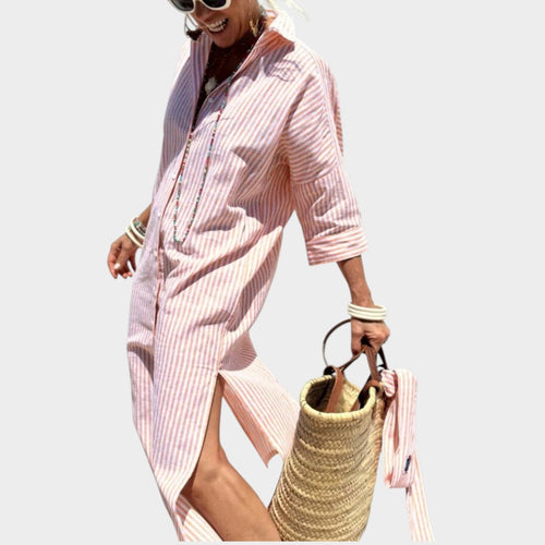 Bohemian Printed Midi Shirt Dress
