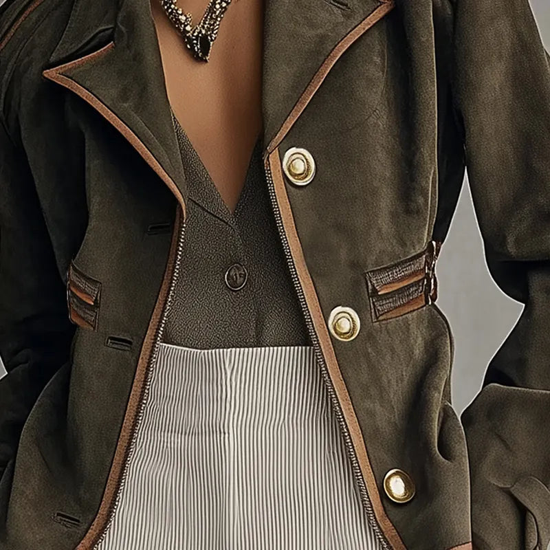 Women's Autumn And Winter Western Retro Suede Fabric Loose Casual Lapel Suit Jacket