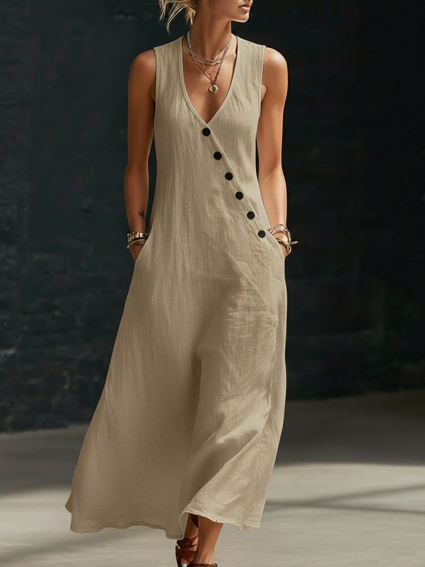 Button-Up Maxi Dress — Comfortable Minimalist Everyday Wear