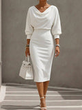 Women's Draped-neck Bat Sleeve Dress