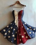 Independence Day themed print gilded dress 7ba3