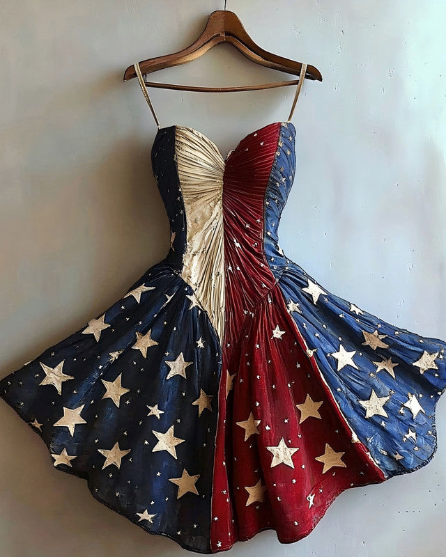 Independence Day themed print gilded dress 7ba3
