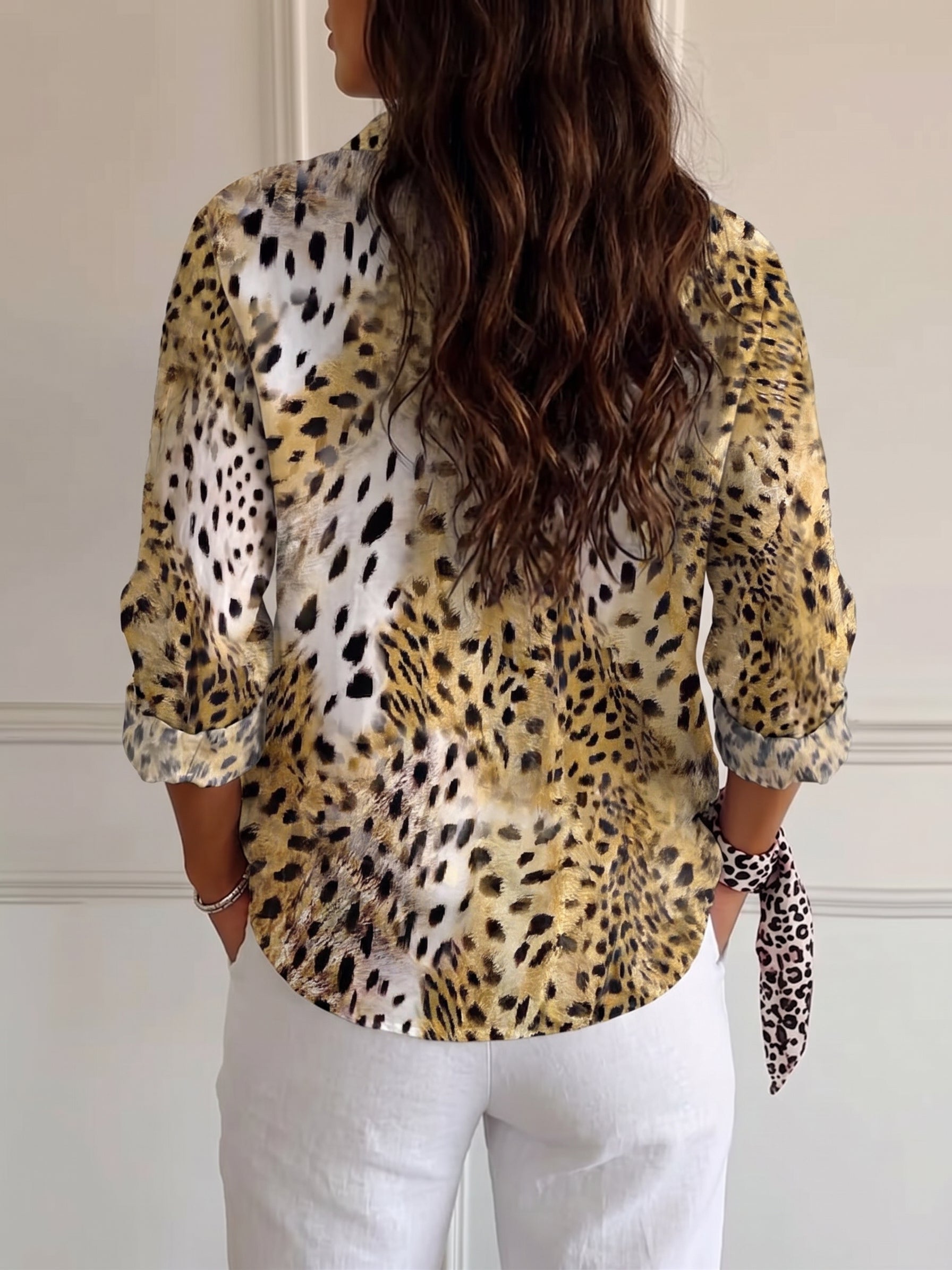 Women's Leopard Print Casual Long-sleeve Shirt
