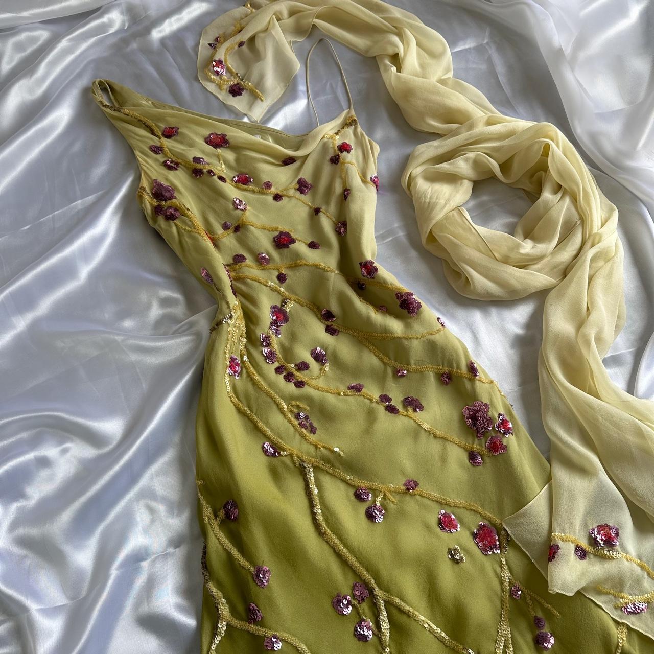 Women's Green and White Dress