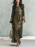 Refined Olive Botanical Print Maxi Dress
