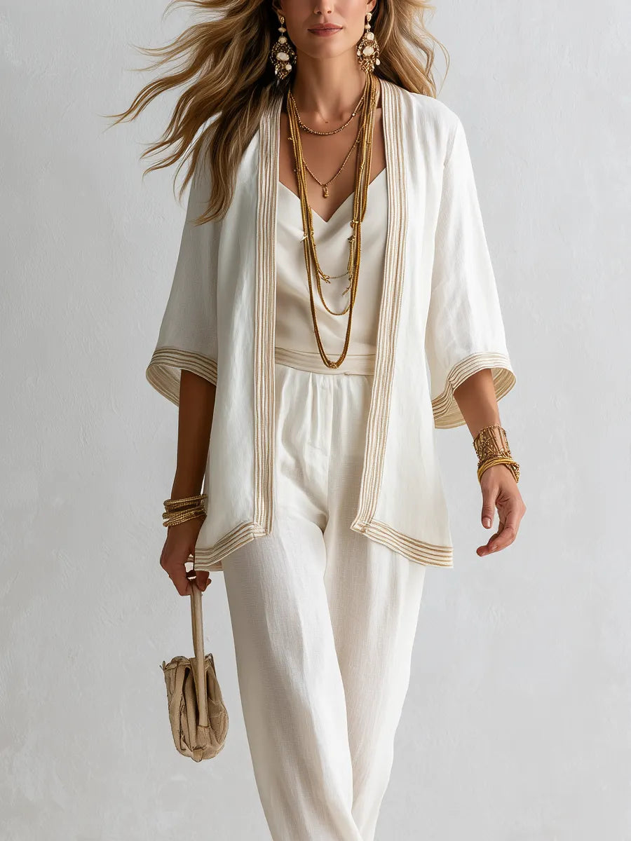 Bohemian Style Gold Rimmed Three Piece Set