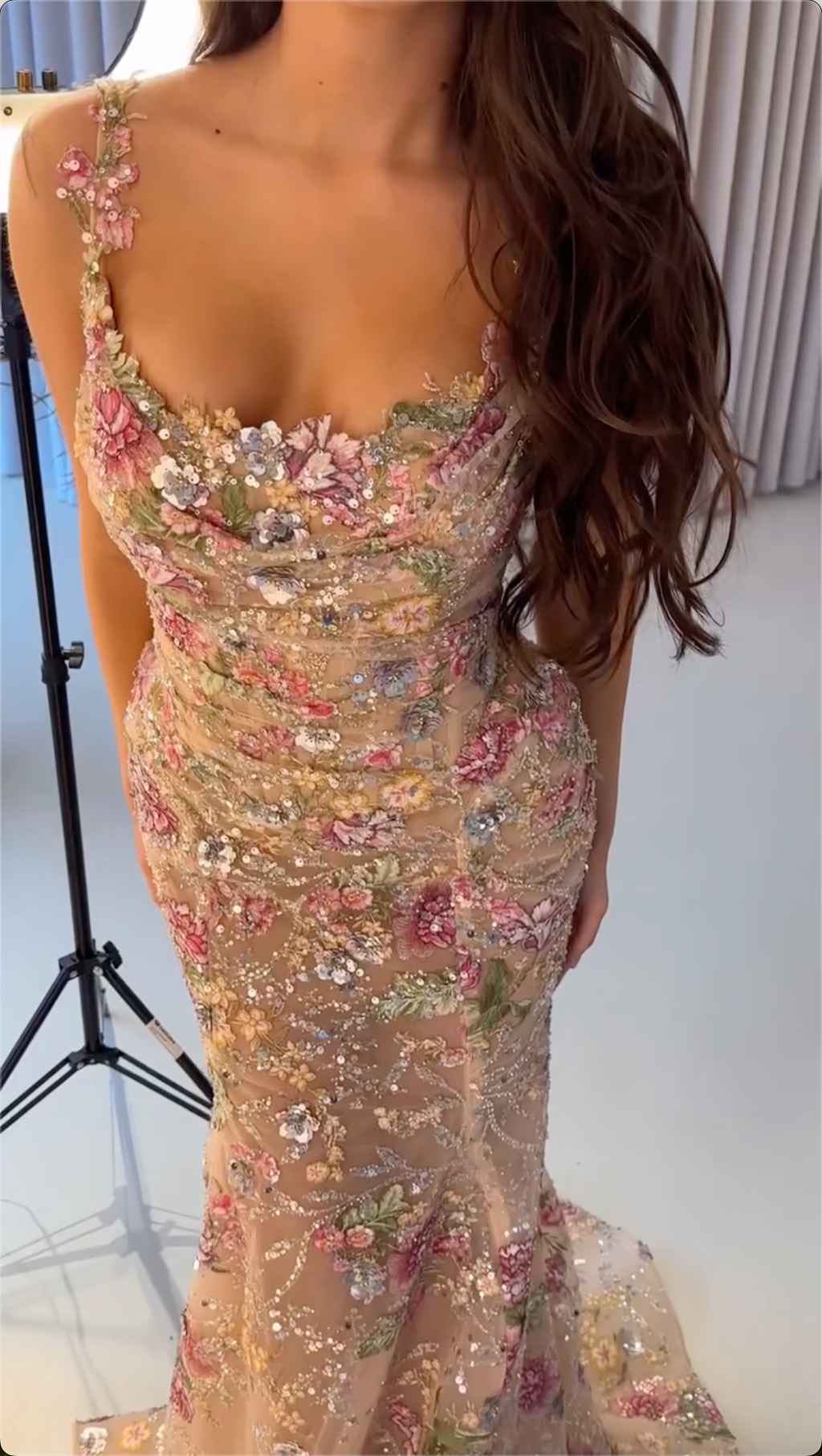 Vintage Floral Embroidery Tulle Formal Gown Collection - Sparkling Sequin Evening Dress