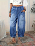 Elastic Waist Denim Harem Pants
