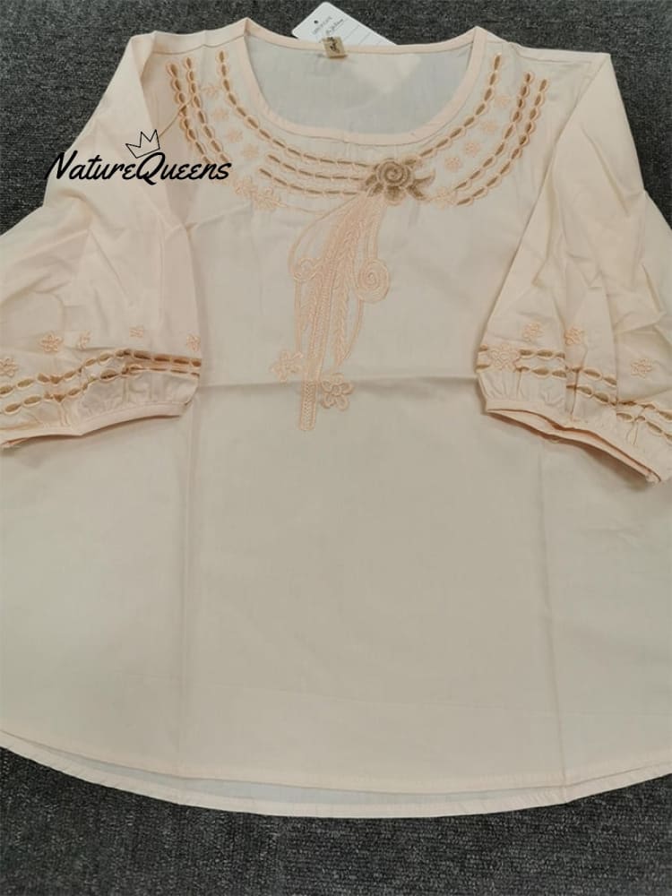 Embroidered Art Retro Half Sleeve Shirt