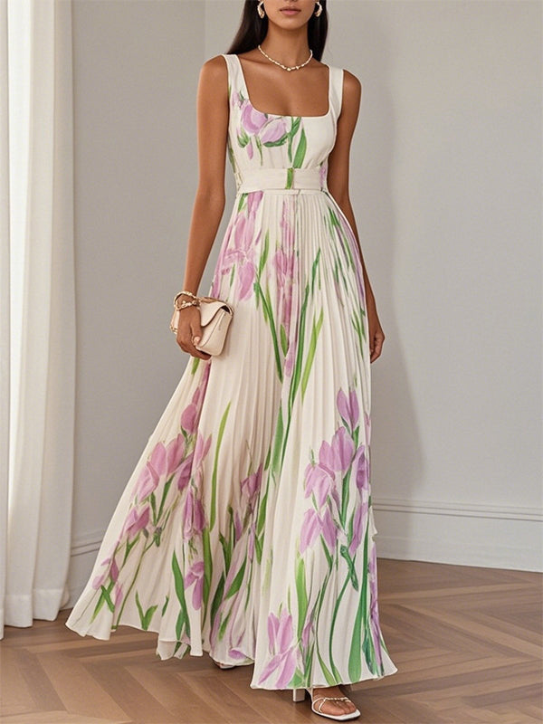 Suspender Print Maxi Dress
