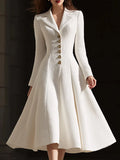 Ivory Tweed Tailored Lapel Midi Dress