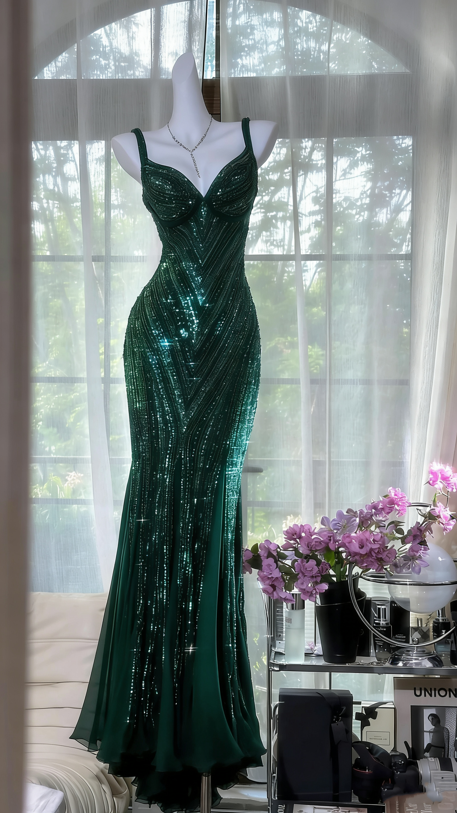 Purple Luxury Gorgeous Beading Fashion Elegant Long Prom dresses Evening Gown Party Dress