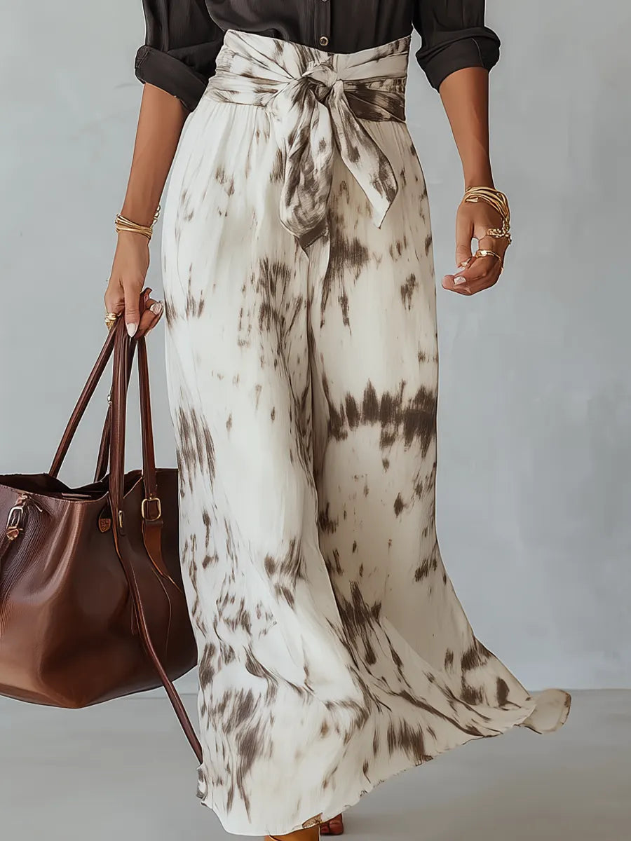 Effortless Button-Down Shirt & Tie-Dye Wide-Leg Skirt Set
