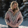 Women's Vintage Viking Celtic Rune Jacquard Warm Hooded Sweater