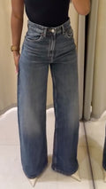 Dark Blue Vintage Wash Wide-Leg Jeans