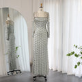 Dreamy Vow Luxury Arabic Sage Green Dubai Evening Dresses Mermaid Muslim Long Sleeves Islamic Women Wedding Party Gowns 398
