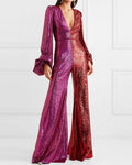 Women's Pink Sequin Jumpsuit