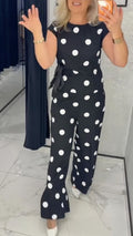 Polka Dot Top & Wide Leg Pants Co-Ord Set