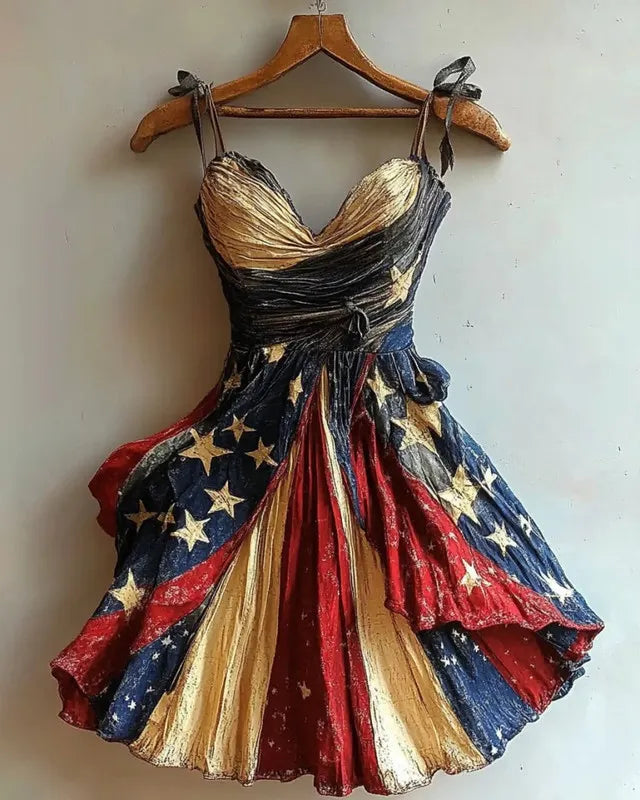 Independence Day themed print gilded dress 1153