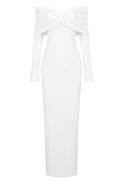 Long Sleeve Off The Shoulder Maxi Dress White