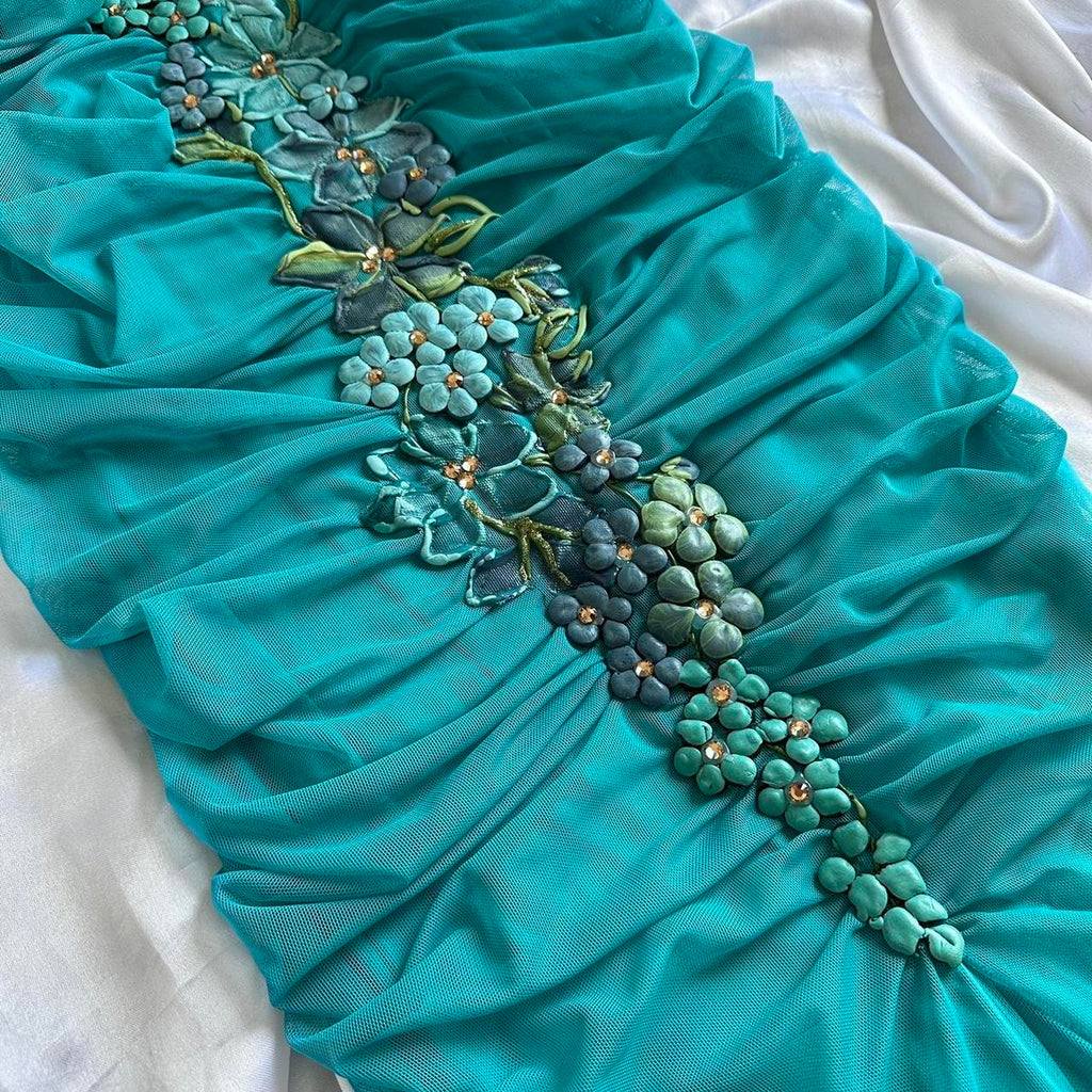 Women's Blue and Green Dress